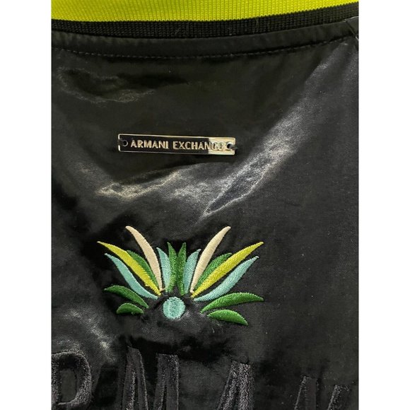 A|X Armani Exchange rare embryoid Men's L dark blue satin bomber Blouson Jacket - Picture 4 of 14